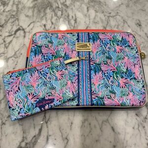 Lilly Pulitzer Pink and Blue Laptop Bag Set